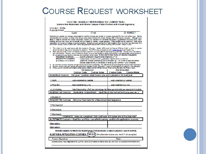 COURSE REQUEST WORKSHEET 