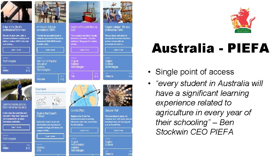 Australia - PIEFA • Single point of access • “every student in Australia will