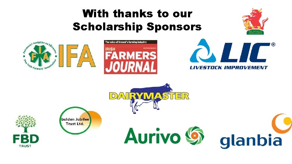 With thanks to our Scholarship Sponsors 