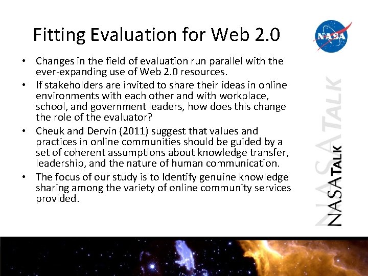 Fitting Evaluation for Web 2. 0 • Changes in the field of evaluation run Fitting Evaluation for Web 2. 0 • Changes in the field of evaluation run