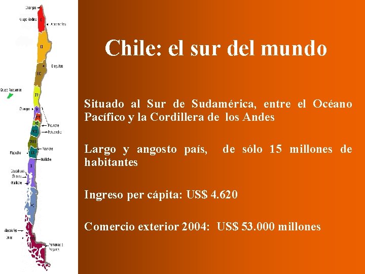 Chile: el sur del mundo • Situado al Sur de Sudamérica, entre el Océano