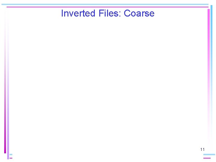 Inverted Files: Coarse 11 