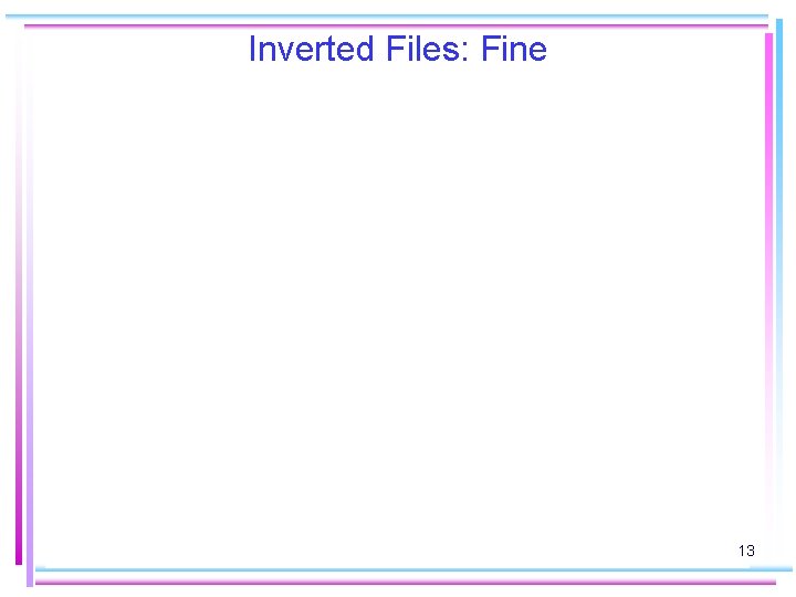 Inverted Files: Fine 13 