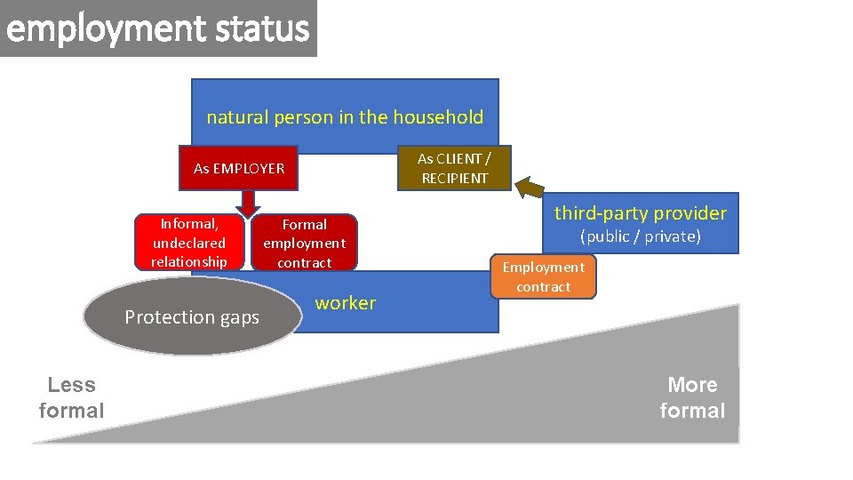 employment status natural person in the household As CLIENT / RECIPIENT As EMPLOYER Informal,