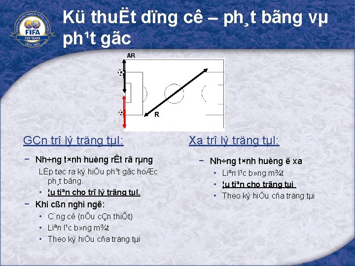 Kü thuËt dïng cê – ph¸t bãng vµ ph¹t gãc AR R GÇn trî