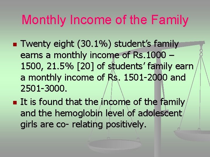 Monthly Income of the Family n n Twenty eight (30. 1%) student’s family earns