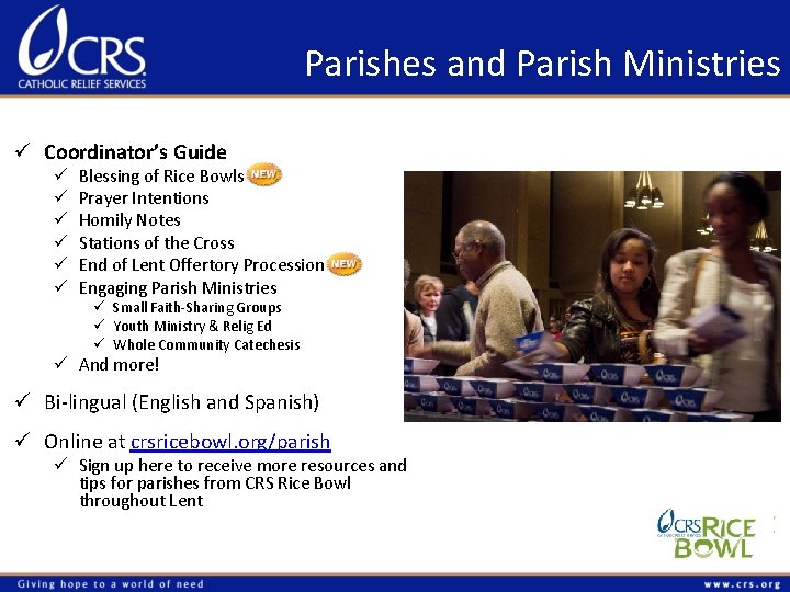 Parishes and Parish Ministries ü Coordinator’s Guide ü ü ü Blessing of Rice Bowls