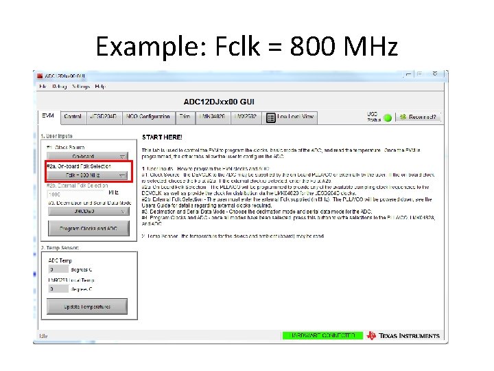 Example: Fclk = 800 MHz 