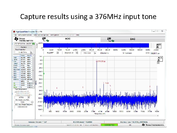 Capture results using a 376 MHz input tone 