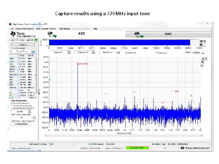 Capture results using a 376 MHz input tone 