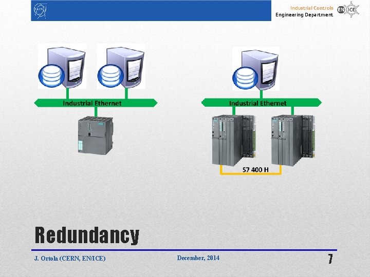 Industrial Controls Engineering Department Redundancy J. Ortola (CERN, EN/ICE) December, 2014 7 