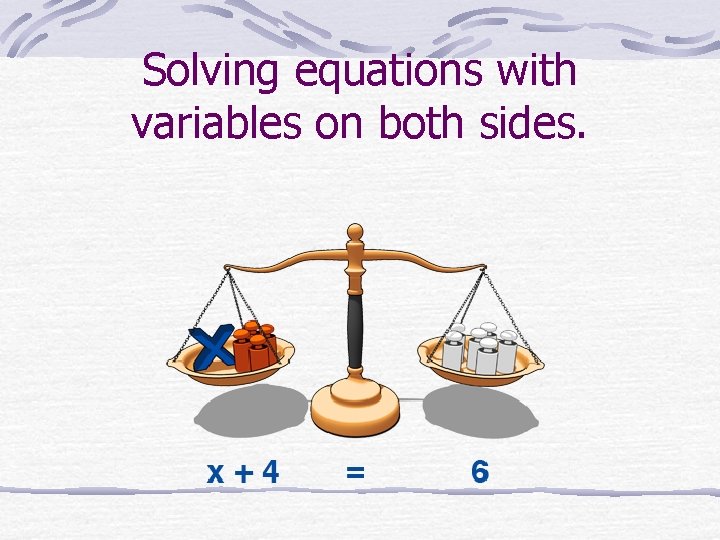 Solving equations with variables on both sides. 