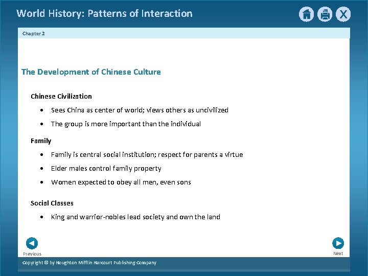 World History: Patterns of Interaction Chapter 2 The Development of Chinese Culture Chinese Civilization World History: Patterns of Interaction Chapter 2 The Development of Chinese Culture Chinese Civilization