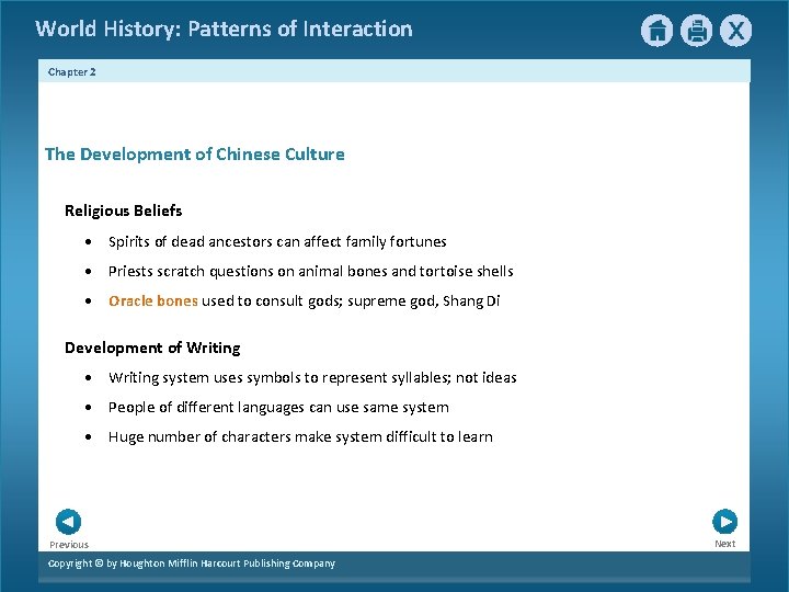 World History: Patterns of Interaction Chapter 2 The Development of Chinese Culture Religious Beliefs World History: Patterns of Interaction Chapter 2 The Development of Chinese Culture Religious Beliefs