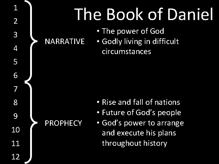 1 2 3 4 The Book of Daniel NARRATIVE • The power of God