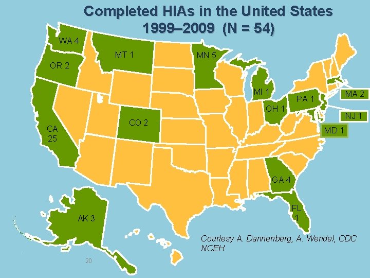 WA 4 Completed HIAs in the United States 1999– 2009 (N = 54) MT