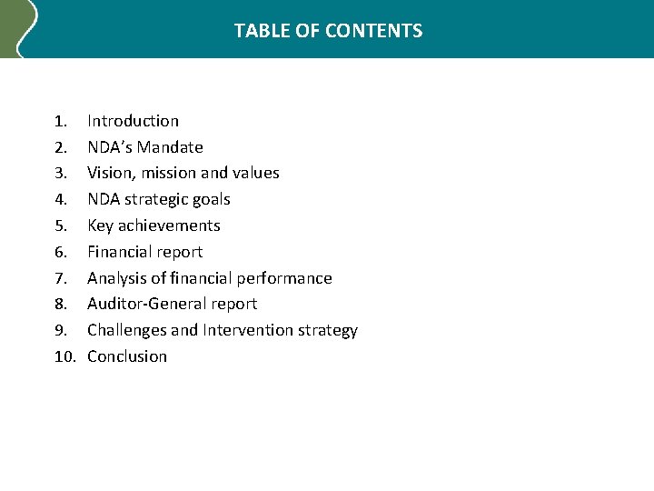 TABLE OF CONTENTS 1. 2. 3. 4. 5. 6. 7. 8. 9. 10. Introduction