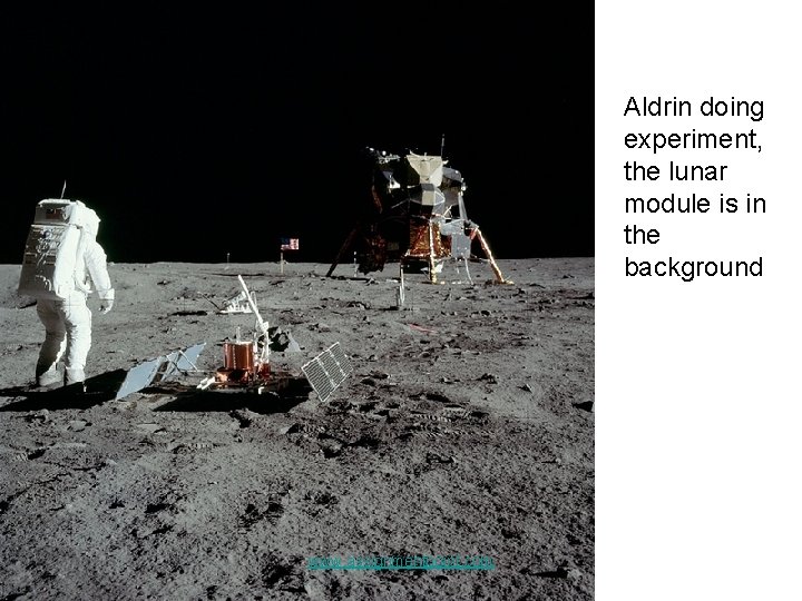 Aldrin doing experiment, the lunar module is in the background www. assignmentpoint. com 