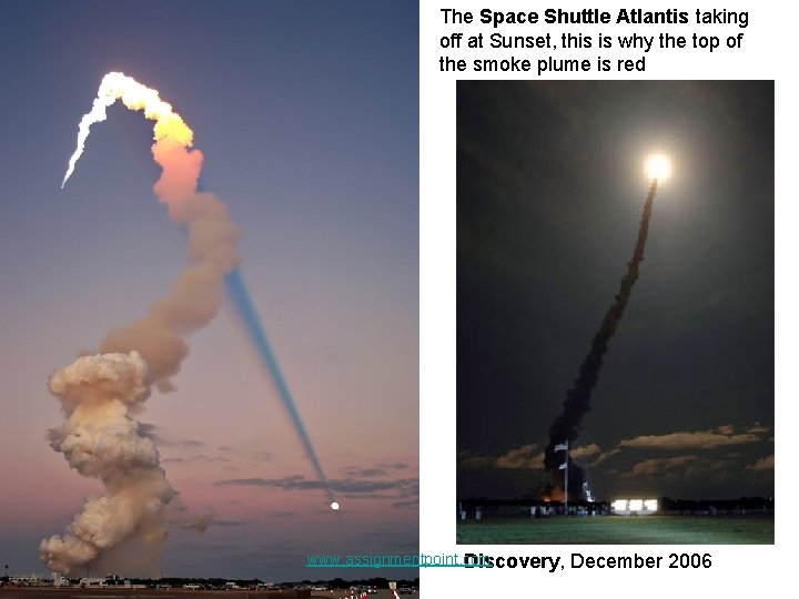 The Space Shuttle Atlantis taking off at Sunset, this is why the top of