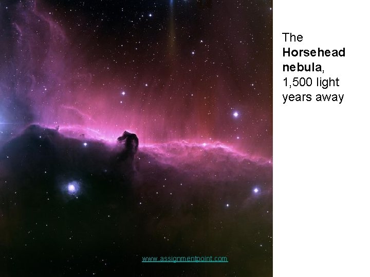 The Horsehead nebula, 1, 500 light years away www. assignmentpoint. com 