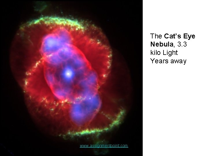 The Cat’s Eye Nebula, 3. 3 kilo Light Years away www. assignmentpoint. com 