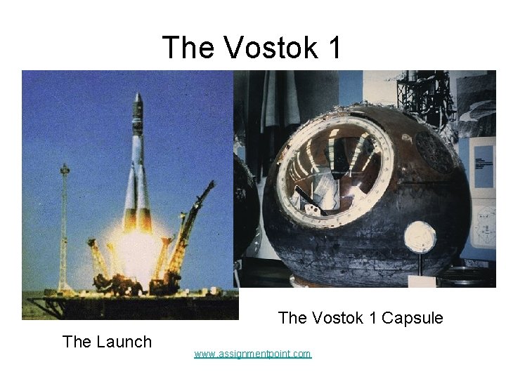 The Vostok 1 Capsule The Launch www. assignmentpoint. com 