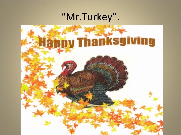 “Mr. Turkey”. 