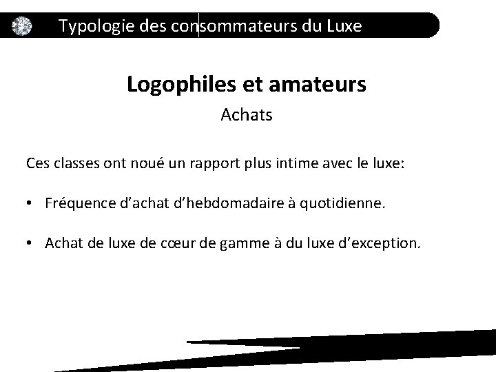 Typologie des consommateurs du Luxe Logophiles et amateurs Achats Ces classes ont noué un