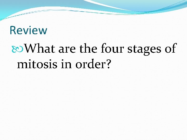Review What are the four stages of mitosis in order? 