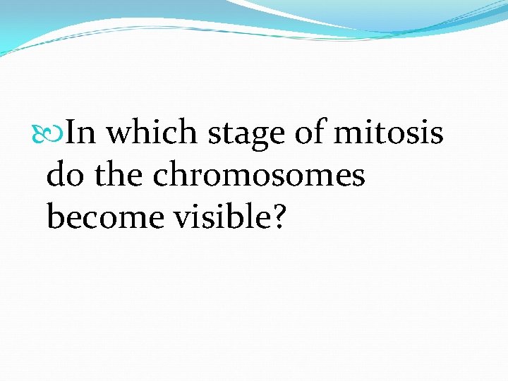  In which stage of mitosis do the chromosomes become visible? 