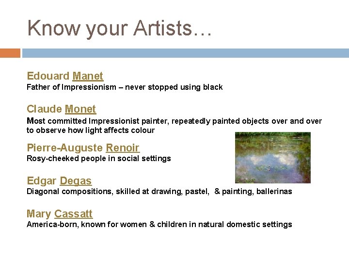 Know your Artists… Edouard Manet Father of Impressionism – never stopped using black Claude