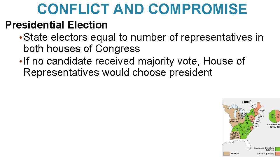 CONFLICT AND COMPROMISE Presidential Election • State electors equal to number of representatives in