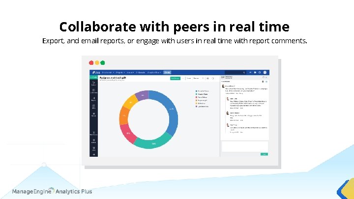 Collaborate with peers in real time Export, and email reports, or engage with users