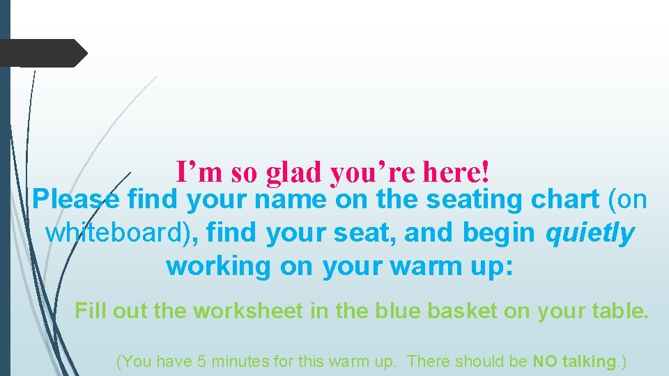 I’m so glad you’re here! Please find your name on the seating chart (on