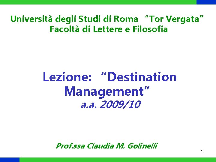Universit degli Studi di Roma Tor Vergata Facolt