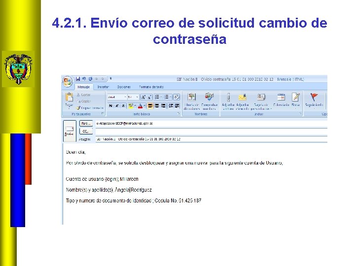 4. 2. 1. Envío correo de solicitud cambio de contraseña 