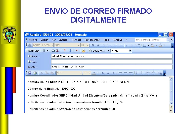 ENVIO DE CORREO FIRMADO DIGITALMENTE 