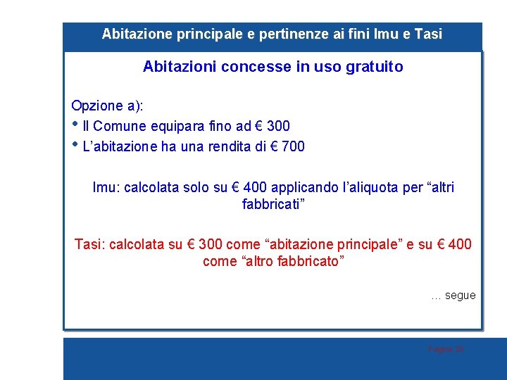 Abitazione principale e pertinenze ai fini Imu e Tasi Abitazioni concesse in uso gratuito