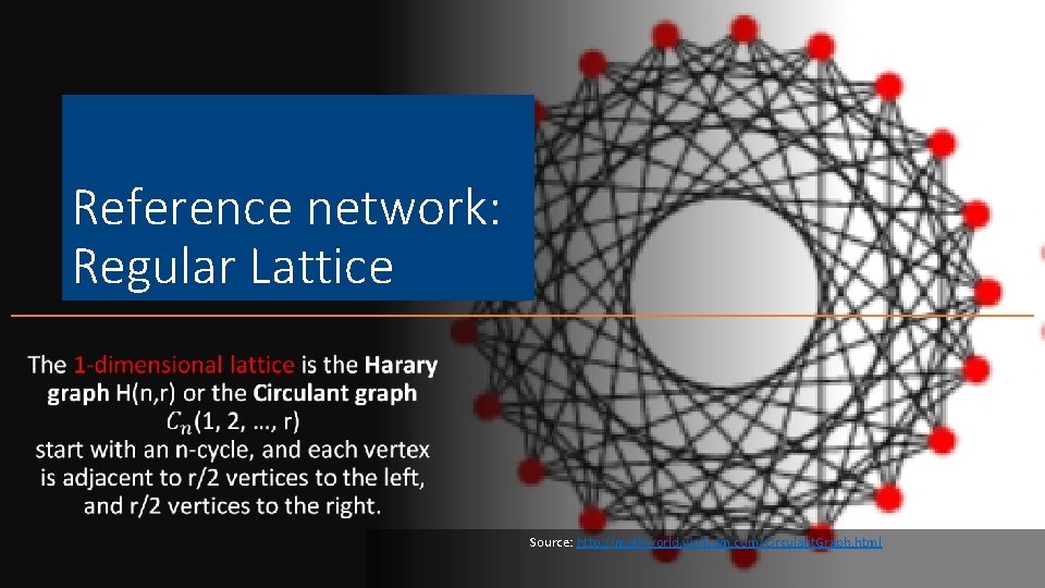 Reference network: Regular Lattice • Source: http: //mathworld. wolfram. com/Circulant. Graph. html 4 