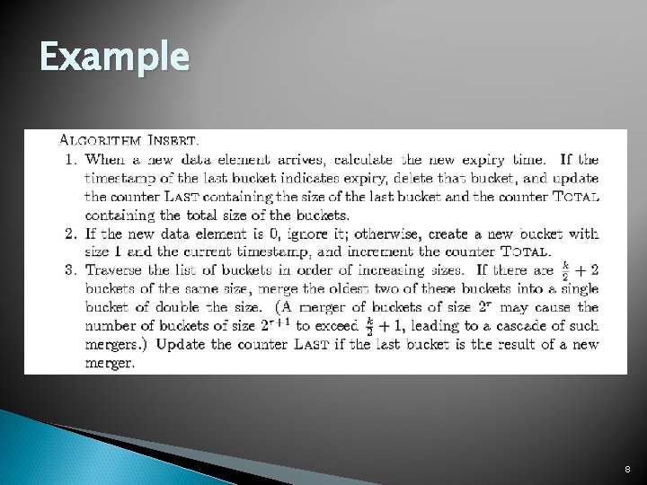 Example k/2 = 1. Bucket sizes = 4, 2, 2, 1. 4, 2, 2,