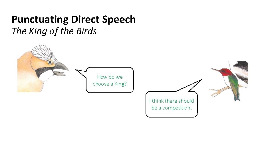 Punctuating Direct Speech The King of the Birds How do we choose a King?
