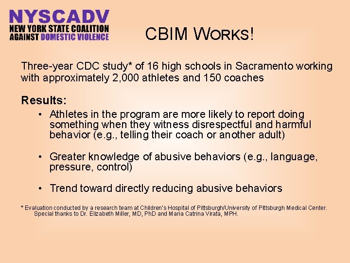 CBIM WORKS! Three-year CDC study* of 16 high schools in Sacramento working with approximately