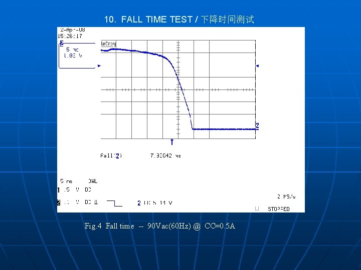 10. FALL TIME TEST / 下降时间测试 Fig. 4 Fall time -- 90 Vac(60 Hz)