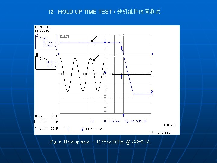 12. HOLD UP TIME TEST / 关机维持时间测试 Output Voltage Input Voltage Fig. 6 Hold