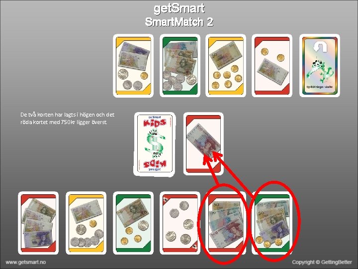 get. Smart. Match 2 De två korten har lagts i högen och det röda