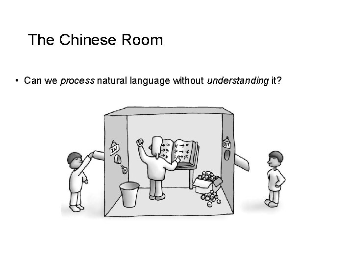 The Chinese Room • Can we process natural language without understanding it? 