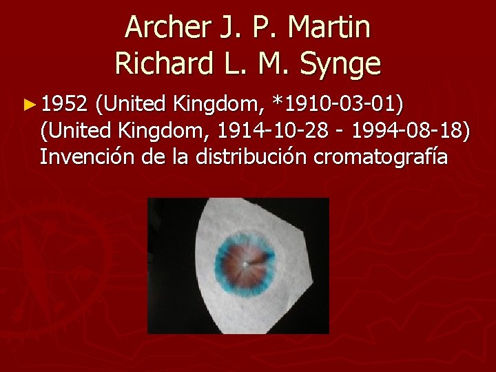 Archer J. P. Martin Richard L. M. Synge ► 1952 (United Kingdom, *1910 -03