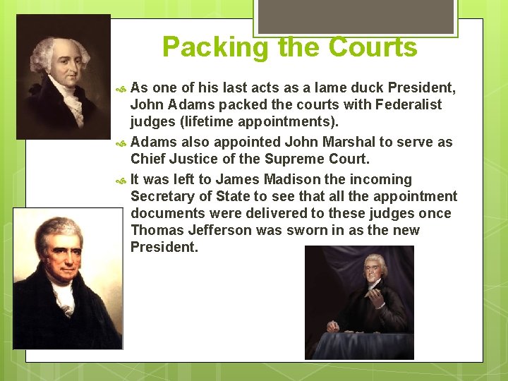 Packing the Courts As one of his last acts as a lame duck President,