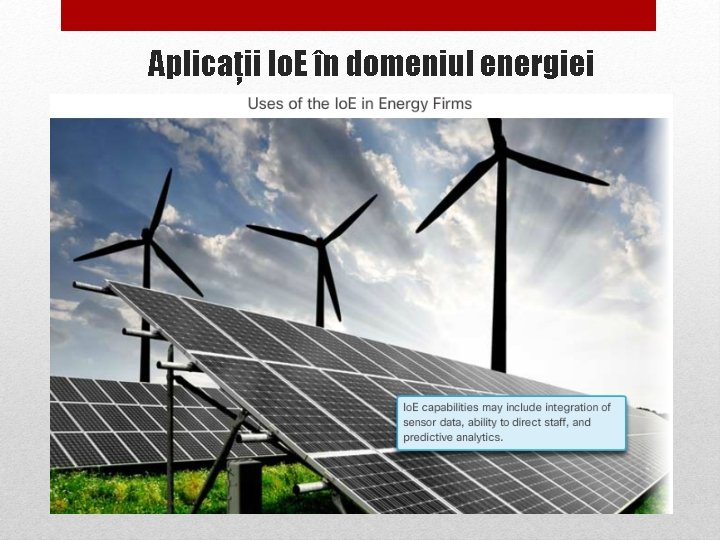 Aplicații Io. E în domeniul energiei 