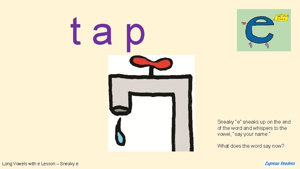 tap Sneaky “e” sneaks up on the end of the word and whispers to